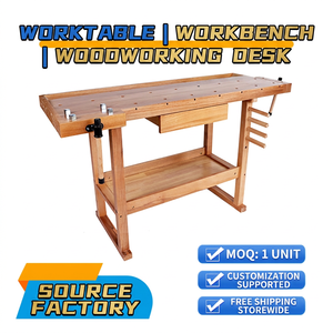 Woodworking Bench Rubberwood Workbench With <b>Clamps</b> Diy Teaching <b>Table</b> - Product Image 4