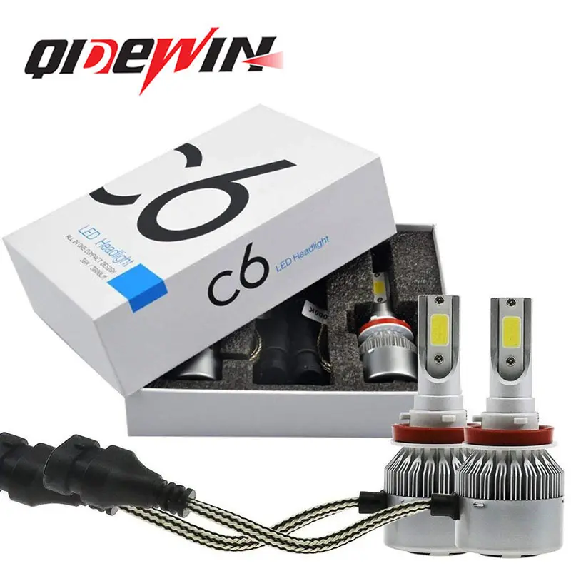 QIDEWIN C6 Led אור פנס led cob שבב פנס led h4 h7 h11 9006 רכב אופנוע פנס 12v 36w led נורות