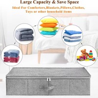 Organisateur de rangement pliable rectangulaire pour la maison avec couvercle - Cadre en acier inoxydable, boîte en tissu polyester pour vêtements, chaussures et couvertures