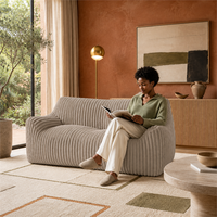 Fauteuil pouf côtelé haut de gamme en velours côtelé, confortable, modulaire, rembourré en mousse, pour petit appartement, studio ou coin lecture
