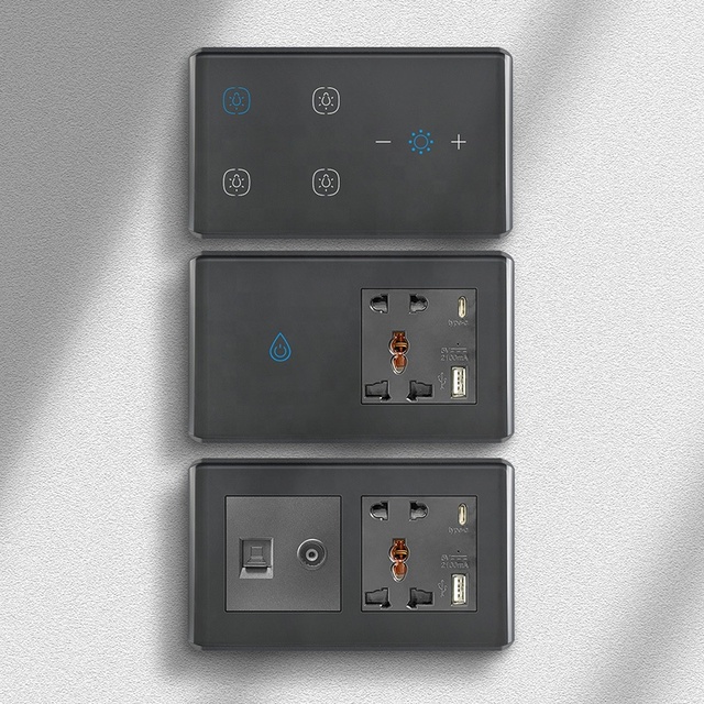 Tuya 147*86mm Universal UK Smart ZigBee 3.0 Switch 4Gang Touch Switch for Fan & Light Works Alexa Google Home 10A Max. Current