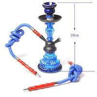 Chicha en verre haut de gamme à 2 tuyaux, kit mini chicha portable classique avec tuyaux en cuir à texture bois