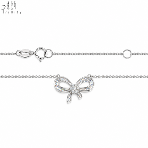 Nouveau design simple et exclusif, collier en or blanc massif 14 carats avec nœud papillon sculpté CNC, bijou ajouré pour femme, idéal pour un anniversaire. - Product Image 3