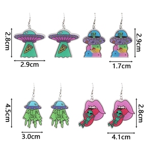 Hipérbole parodia universo colgante resina pendientes coloridos Radial UFO Aliens <span class=keywords><strong>boca</strong></span> letra acrílico gota pendientes moda - Product Image 2