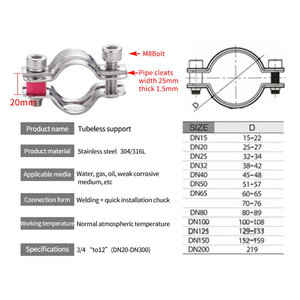 Hot bán thép không gỉ vòng ống móc áo kẹp chủ với hai bu lông phụ kiện đường ống - Product Image 5