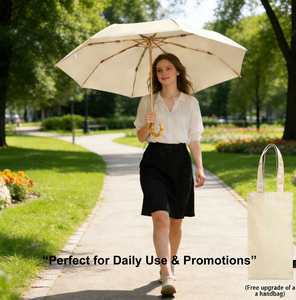 Parapluie Pliant Ultra-Imperméable 3 Plis Style Japonais avec Poignée en Bambou, Protection UV Solaire Haut de Gamme Minimaliste et Chiffrée - Product Image 4