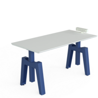Table de bureau modulaire double poste de travail avec surface en MFC et structure métallique, design moderne pour postes de travail de 4 personnes