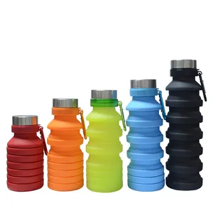 Kunden spezifisches Logo Bpa Kostenlose zusammen klappbare Reise wasser flasche aus Silikon faltbare Kindersport-Wasser flasche