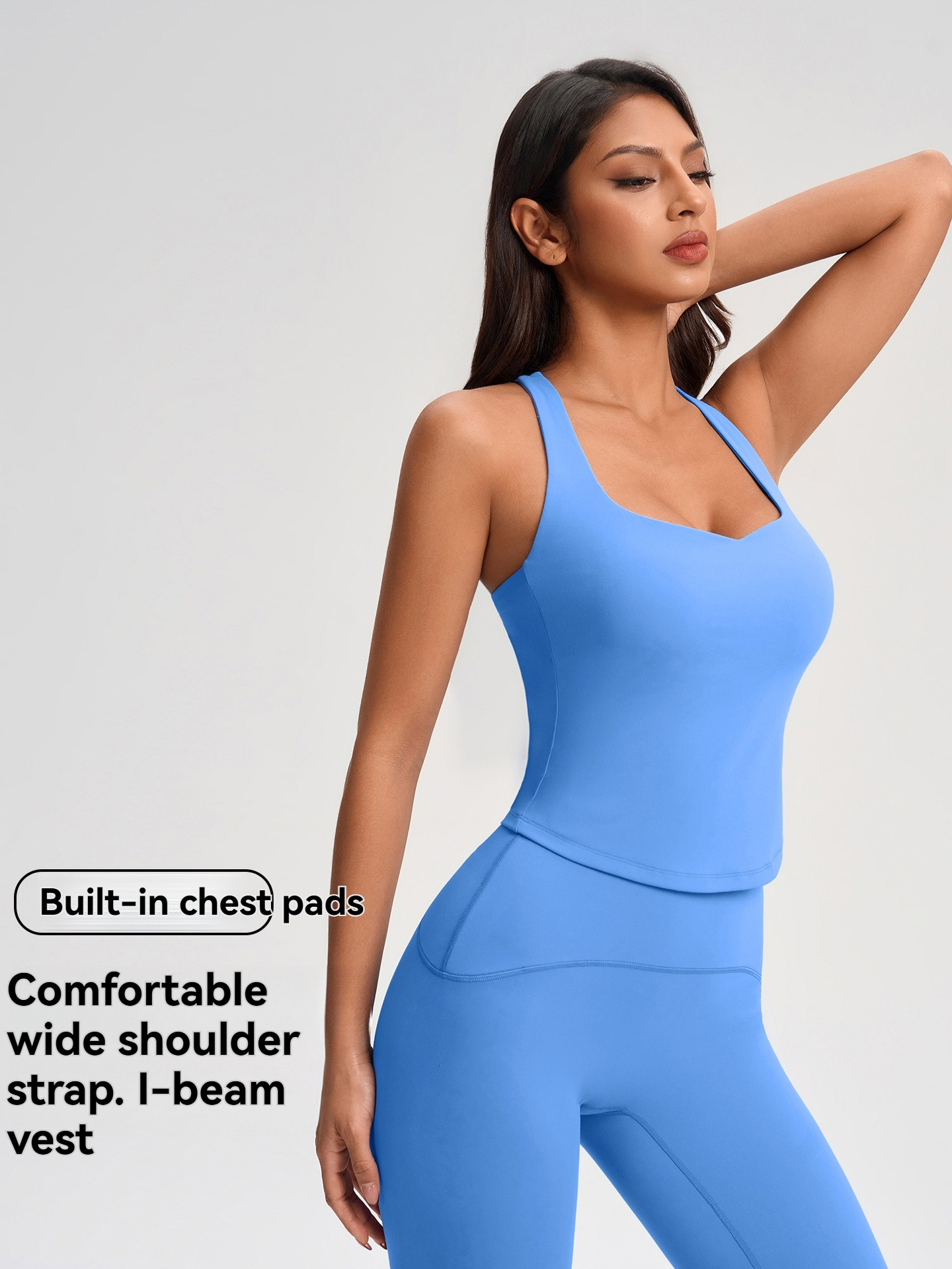 Spandex Nylon Vest Crop Tank Top with Inner Bra Yoga Front Logo Quick Dry Backless Womens Sleeveless Golf Shirt Fitness
