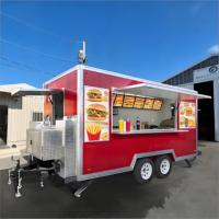 Remolque de Comida Clásico Cuadrado con Acabado Interior de Madera y Ventanas Enrollables, Carrito Industrial Vintage para Café Especializado y Hamburguesas