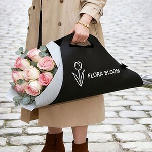 SPRING Factory Custom Portable Fancy Kraft Paper Flower Gift Packing Packaging <b>Bag</b> - Product Image 2