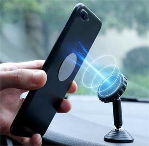Support de téléphone magnétique pour voiture <span class=keywords><strong>en</strong></span> alliage d'aluminium ABS réglable et durable, double boule, rotation à 360°, support magnétique pour téléphone portable, logo personnalisé - Product Image 1