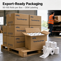 Kertas Thermal Gulung untuk Mesin Kasir POS dari Pabrik Cina, 35-80GSM, 100% Pulp Kayu, Grosir OEM