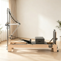 Reformer Pilates demi-hauteur en érable personnalisé, lit de rééducation deux-en-un pour gym, yoga, fitness et mise en forme corporelle