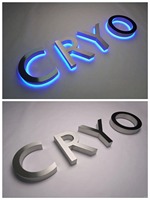 Enseigne personnalisée avec logo d'entreprise, lettres en métal 3D rétroéclairées par LED, étanches IP54, surface en acier inoxydable, pour la maison, l'extérieur, les devantures de magasins