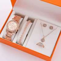 Montres à Quartz Coréennes Décontractées pour Femmes, Bracelet en Acier, Boîtier en Alliage de Luxe 10mm, Cadran en Verre Orange avec Logo/Motif Imprimé, Lot de 5 Pièces