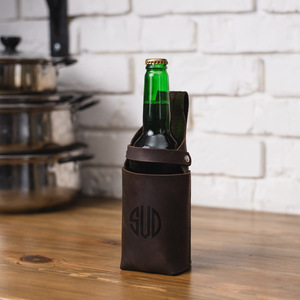 Porte-bière en cuir PU à porter à la taille, étui pour canette, étui pour tasse isotherme, sac de rangement portable pour bouteilles de soda et bière à porter à la taille pour l'extérieur - Product Image 2