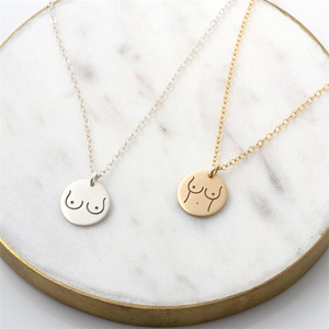 Collar con colgante de Concientización del cáncer de pecho y pecho, joyería de oro rosa chapado en oro, para madres amamantamiento, regalo feminista - Product Image 4