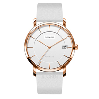 Montre à Quartz Ultra-Mince de Luxe pour Homme L5016 Mouvement Citoyen Étanche et Lumineux Dos en Acier Inoxydable avec Bracelet en Cuir