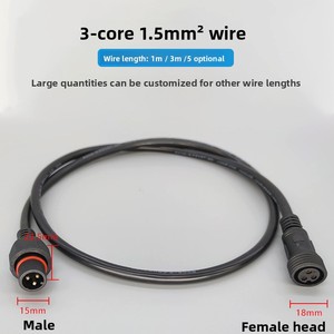 Cable de Extensión Impermeable Macho-Hembra para Exteriores, <span class=keywords><strong>Enchufe</strong></span> Industrial LED de 3 Núcleos, Conector de 0.5/1/3/5/<span class=keywords><strong>10</strong></span> <span class=keywords><strong>Metros</strong></span> Cuadrados, China - Product Image 4
