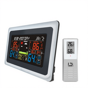 Termohigrómetro y Barómetro Electrónico, Reloj Meteorológico Multifuncional <span class=keywords><strong>con</strong></span> Pantalla LCD, Estación Meteorológica <span class=keywords><strong>con</strong></span> Reloj, Doble Alimentación, Pronóstico del Tiempo - Product Image 3