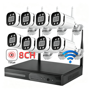 Kit NVR de sécurité domestique extérieur 8 canaux avec audio unidirectionnel, caméra de surveillance IP sans fil Wi-Fi, système de caméra CCTV étanche IP67 - Product Image 1