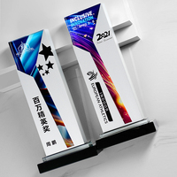 Trofeo de Cristal con Diseño Creativo, Impresión UV, Copa Empresarial, Recuerdo Pulido, Torre Grabada de Alta Calidad