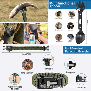Kit de supervivencia 16 en 1, conjunto de herramientas de emergencia compacto para acampar al aire libre, pesca, equipo portátil multifunción de acero inoxidable - Product Image 3