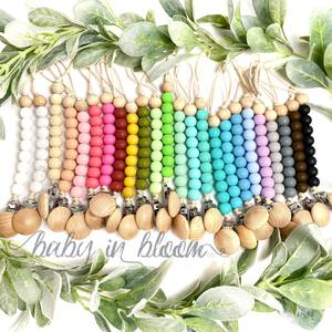 C'dear Baby Shower Personalized Neutral Chupetero Baby Binky Wooden Silicone Pacifier Clip//