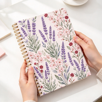 Carnet à spirale floral aquarelle, couverture rigide, journal personnalisé imprimé pour écrire et prendre des notes