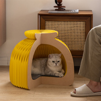 Maison pliable pour chat Spazepaper, niche pour chat avec coussin en feutre pour petits animaux, maison pour chat en papier nid d'abeille écologique