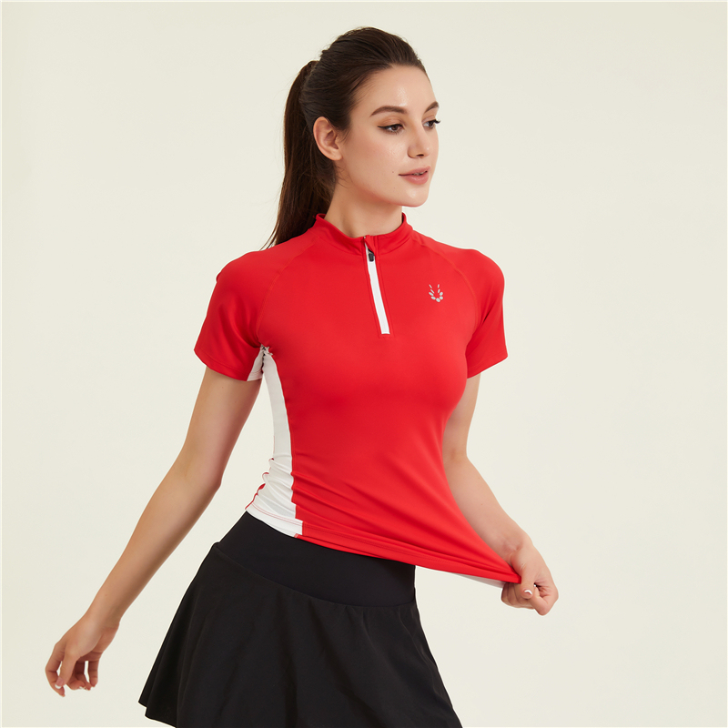 Women Slim Fit Short Sleeve Sports T Shirts Quarter Zip Pullover Workout Yoga Tops Comfortable Active Wear Training Gym T Shirt