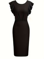 Robe à manches courtes à col rond avec volants, style tendance, nouvelle conception, en stock, vêtements personnalisés, fabricants de vêtements, fournisseur, usine