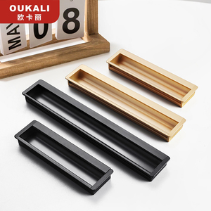 Oukali 보이지 않는 알루미늄 합금 매트 블랙 샌드 골드 1000mm 서랍 캐비닛 현대 주방 가구 손잡이 및 손잡이 - Product Image 4