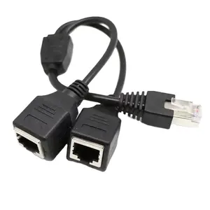 Conector Ethernet LAN RJ45, adaptador divisor de 1 hembra a 2 hembra para dos ordenadores para compartir un Cable Ethernet