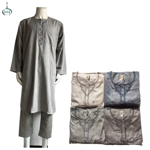 Qamis Islamique Marocain pour Hommes – Robe de Prière Kaftan Djellaba Brodé à Manches Longues <span class=keywords><strong>Tenue</strong></span> Aïd Mariage <span class=keywords><strong>Ramadan</strong></span> - Product Image 1