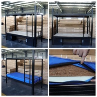 Lit superposé en métal robuste avec cadre en acier, double sur double, pour dortoir, école, appartement, avec armoire de rangement