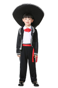 Disfraz de Mariachi <span class=keywords><strong>Tradicional</strong></span> <span class=keywords><strong>Mexicano</strong></span> para Niños para Halloween Cosplay Baile con Sombrero - Product Image 2