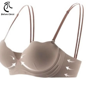 Sujetador de Copa con logotipo antiflacidez de verano para mujer, ropa interior fina sin rastro, ajustado, sólido, <span class=keywords><strong>push</strong></span>-<span class=keywords><strong>up</strong></span>, pecho pequeño, sujetador plano grande sin acero - Product Image 1