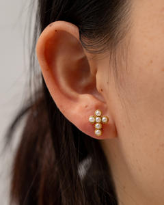 18K altın kaplama paslanmaz çelik inci takı hediye Charm kübik zirkonya çapraz kolye saplama küpe kadınlar için - Product Image 5