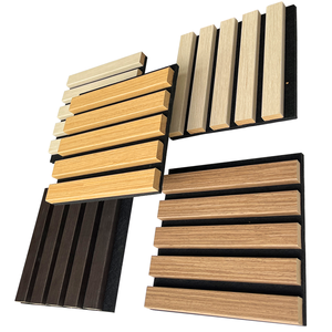 Natürliche Eiche Akupanel Akustik 3D Holzwand paneele MDF Schall dichte Polyester faser furnier Holz Pet Slat Dreiseitige Hotels - Product Image 3