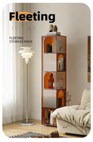 Étagère d'angle sur pied en métal à hauteur réglable avec étagères en acrylique - Design moderne pour salon et chambre