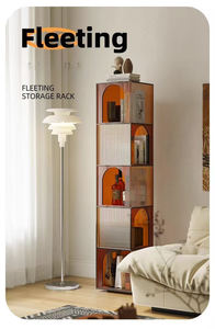 Librería Esquinera Metálica de Altura Ajustable con Estantes de Acrílico - Diseño Moderno para Sala de Estar y Dormitorio - Product Image 5