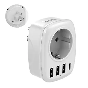 VINTAR EU to USA Travel Adapter 5 in 1 Socket Adapter European Travel Plug Adapter with USB C