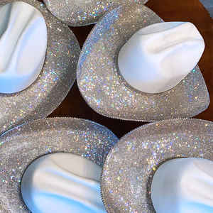 Hongliang יוניסקס מערבי בסגנון מערבי בעל שוליים רברינסטון, כובע בוקרים ורוד נקודה גבוהה - Product Image 5