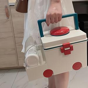 Ambulance-Shaped Large-Capacity Storage <b>Box</b> with Lid Multifunctional <b>Pill</b> Storage Case for Sundries and Medications - Product Image 1