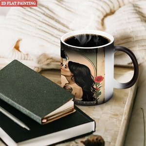 Frosted Black <b>Ceramic</b> <b>Mug</b> 11oz Heat Color Changing Magic Sublimation Cup For Weekend Leisure Drinking - Product Image 3