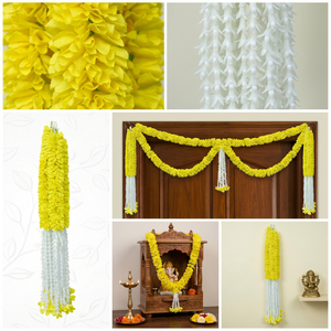 Artificial Yellow and <b>White</b> Flower Garland Decorative <b>Hanging</b> Floral Mala for Wedding Festival Temple Event Decoration - Product Image 6