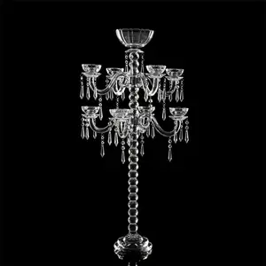 High Foot Crystal Ball Pillar Nine Head Crystal Candlestick Wedding Wedding Flower Arrangement Long Pendant Candlestick