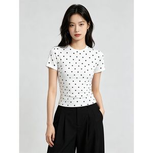 RUICHI T-shirt Corta Estiva da Donna con Stampa Stelle, in Tessuto a Costine Pre-ristretto da 230GSM, Girocollo, Manica Corta Modellante - Product Image 1